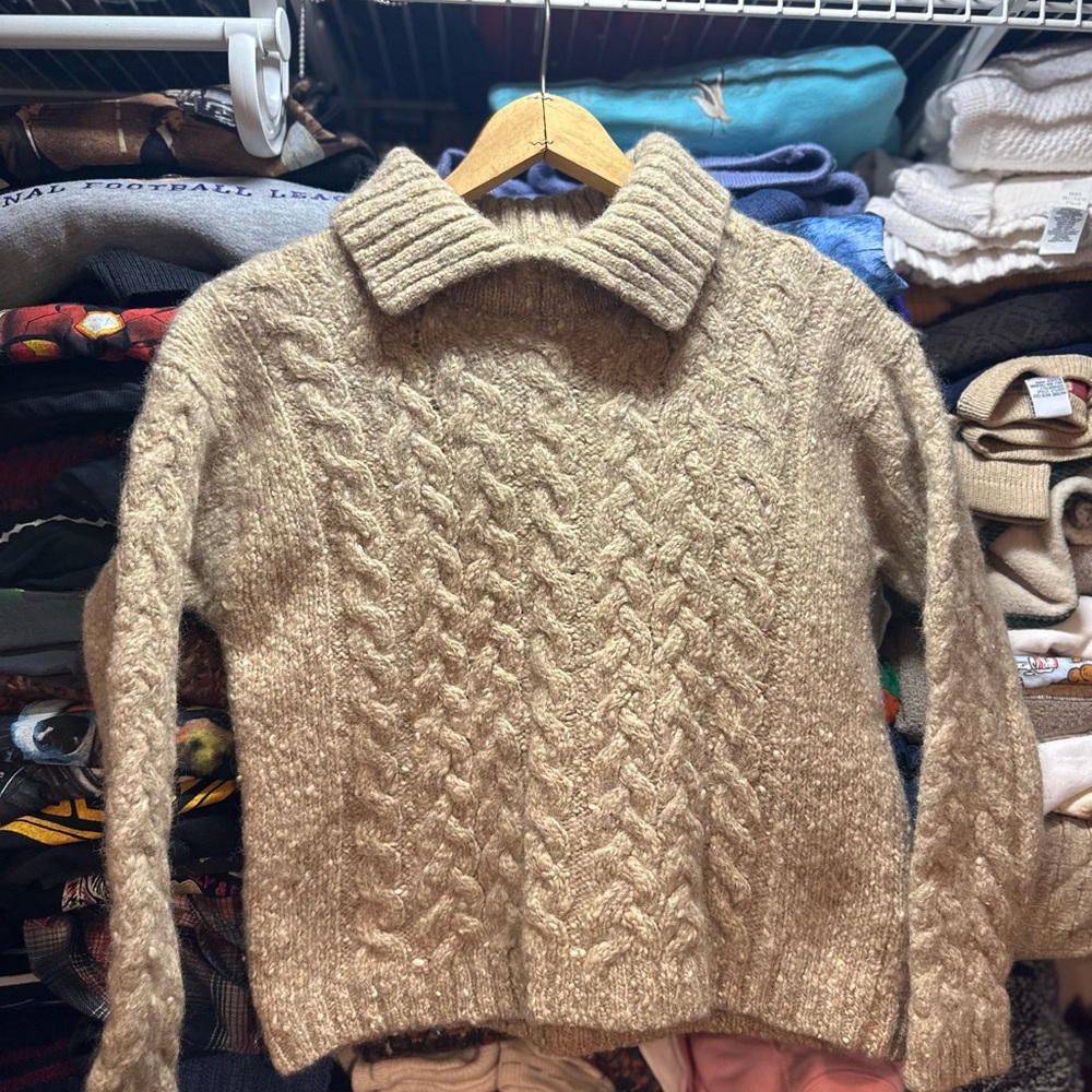Vintage Eddie Bauer Wool Cable Knit Fisherman Sweater Women's Med (Fits Small)